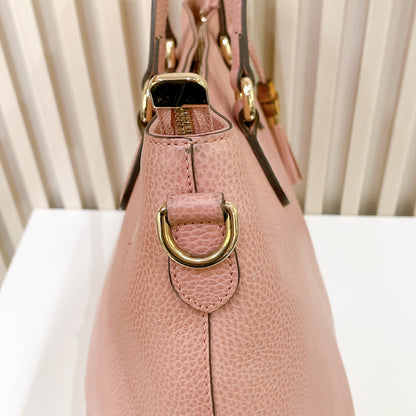 Gucci Bamboo Tassel Calfskin Top Handle Bag Soft Pink