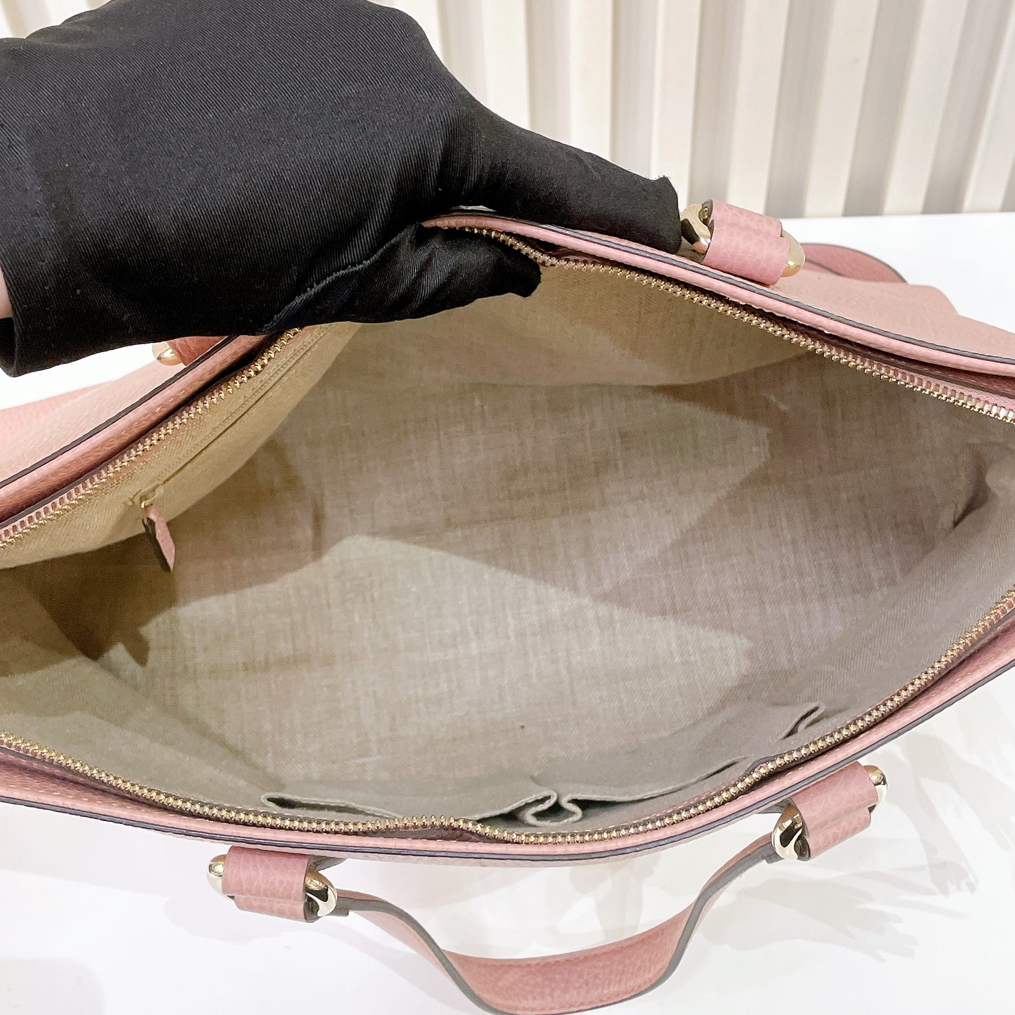 Gucci Bamboo Tassel Calfskin Top Handle Bag Soft Pink