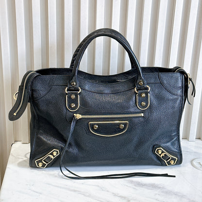 Balenciaga Metallic Edge City Black Medium