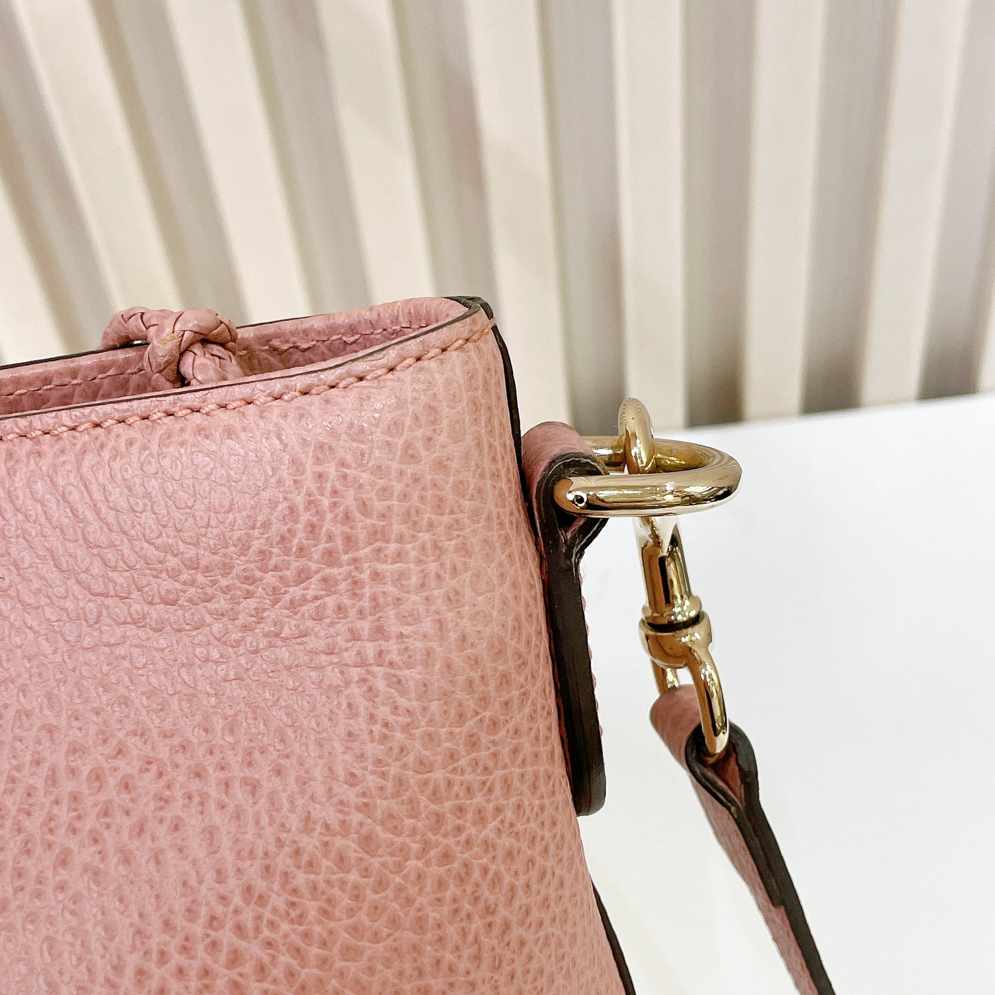 Gucci Bamboo Tassel Calfskin Top Handle Bag Soft Pink