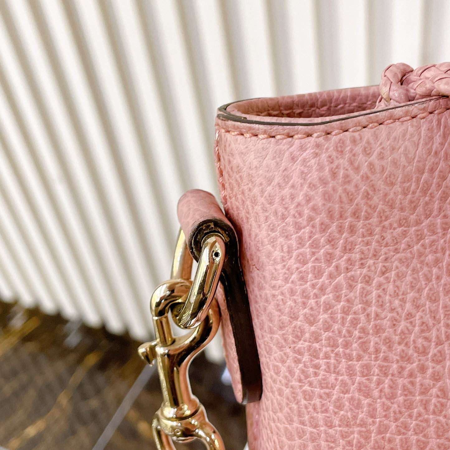 Gucci Bamboo Tassel Calfskin Top Handle Bag Soft Pink