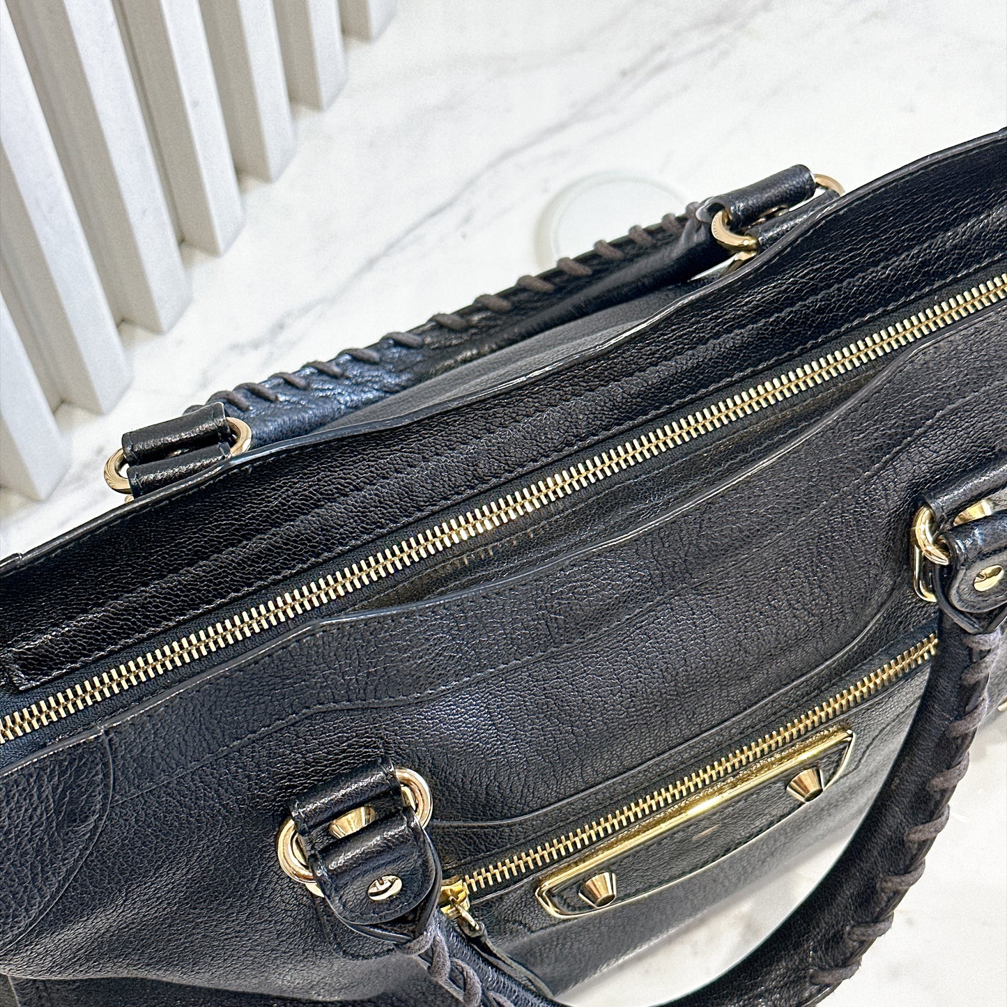 Balenciaga Metallic Edge City Black Medium