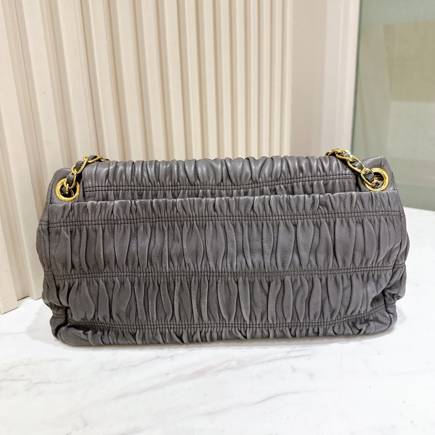 Prada Nappa Gaufre Chain Shoulder Bag in Grey