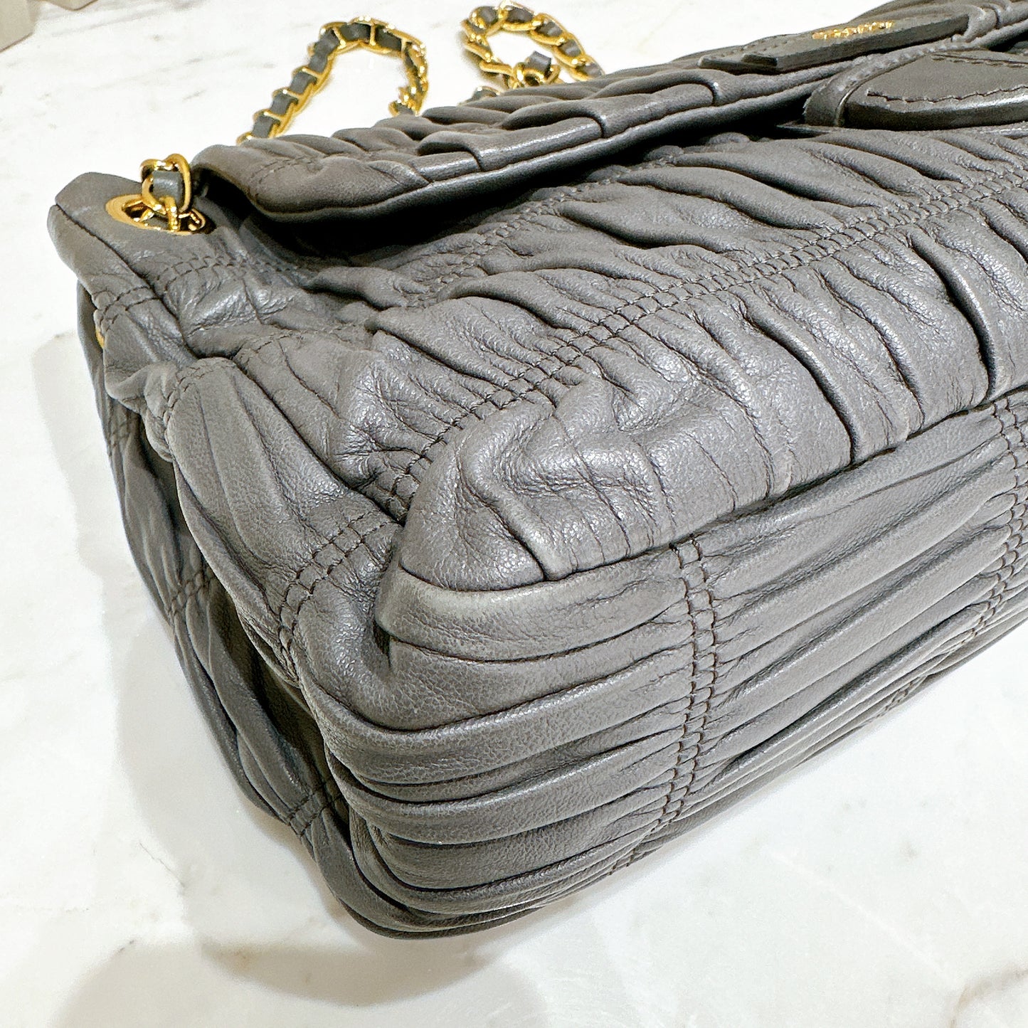 Prada Nappa Gaufre Chain Shoulder Bag in Grey