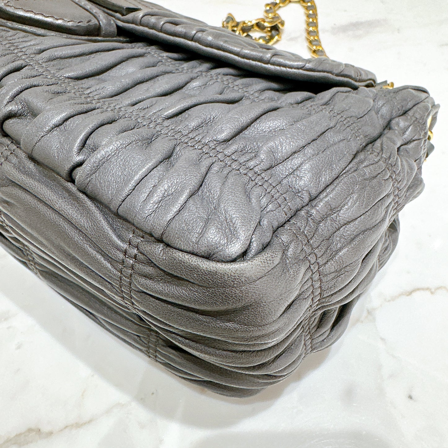 Prada Nappa Gaufre Chain Shoulder Bag in Grey