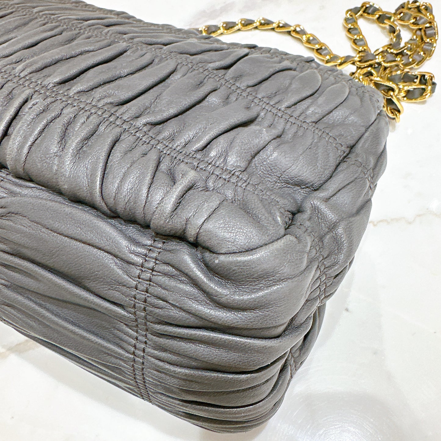 Prada Nappa Gaufre Chain Shoulder Bag in Grey