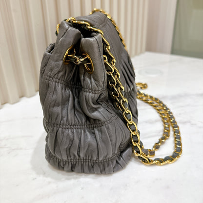 Prada Nappa Gaufre Chain Shoulder Bag in Grey