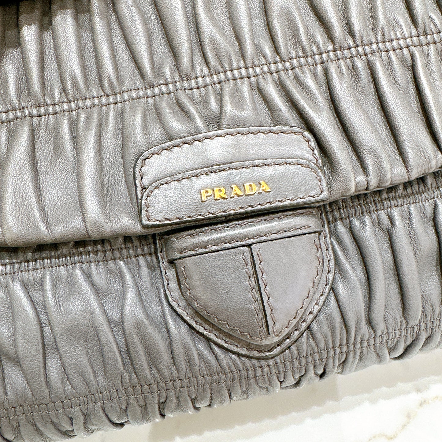 Prada Nappa Gaufre Chain Shoulder Bag in Grey