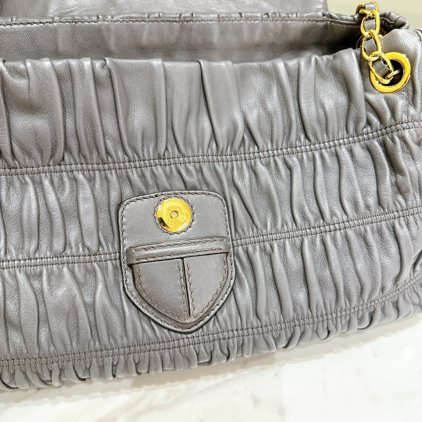 Prada Nappa Gaufre Chain Shoulder Bag in Grey