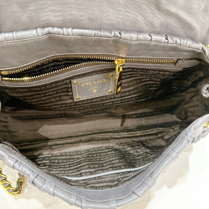Prada Nappa Gaufre Chain Shoulder Bag in Grey