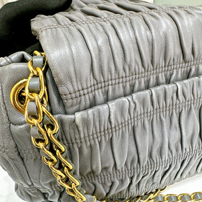 Prada Nappa Gaufre Chain Shoulder Bag in Grey