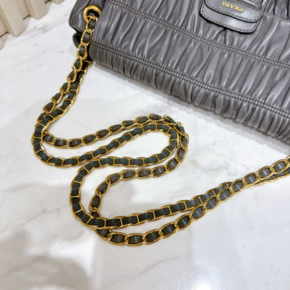 Prada Nappa Gaufre Chain Shoulder Bag in Grey