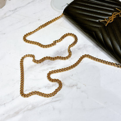 YSL Wallet On Chain Lambskin in Olive Wood