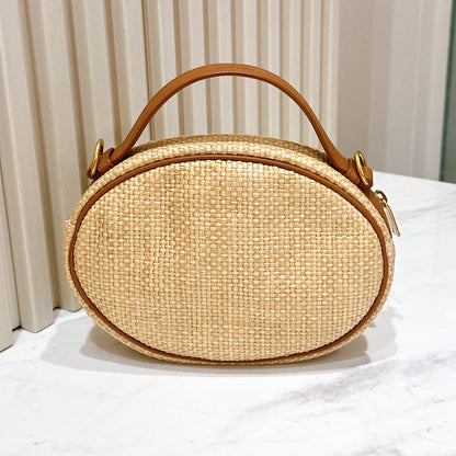 YSL Raffia Round Camera Bag
