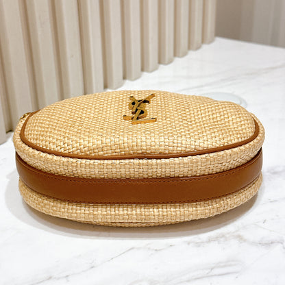 YSL Raffia Round Camera Bag