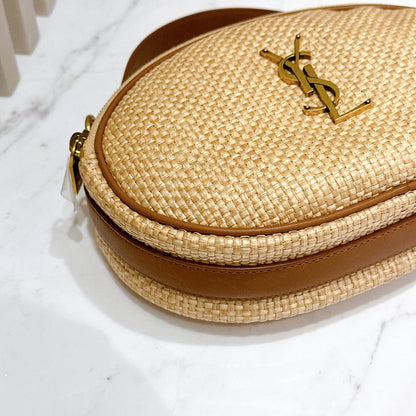YSL Raffia Round Camera Bag