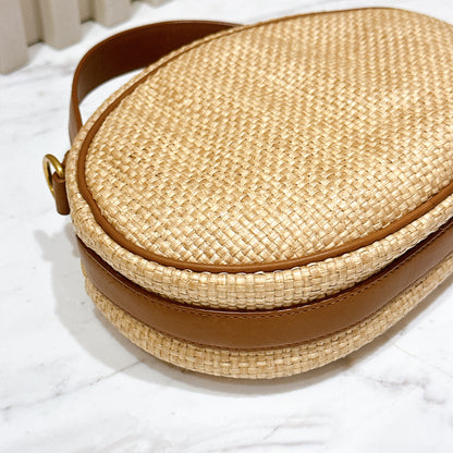 YSL Raffia Round Camera Bag