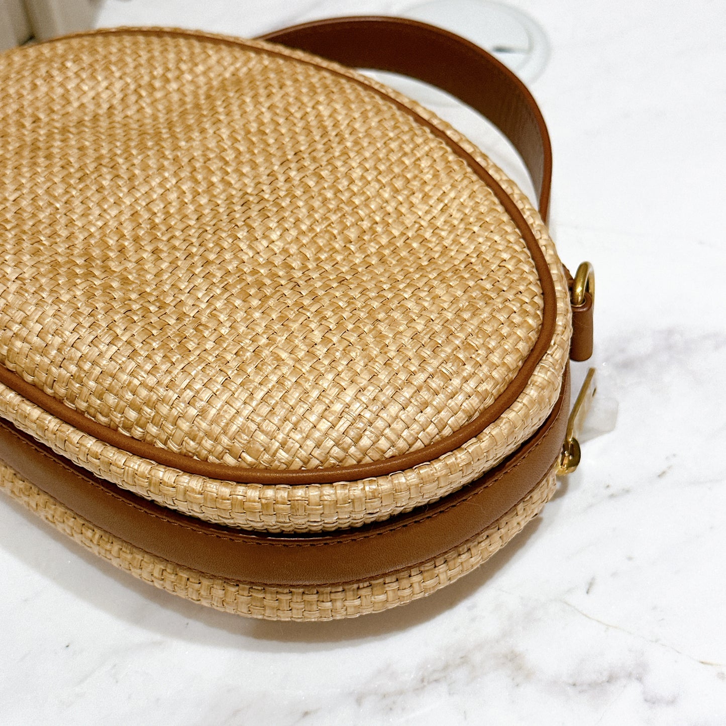 YSL Raffia Round Camera Bag