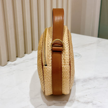 YSL Raffia Round Camera Bag