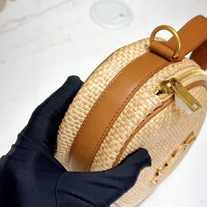 YSL Raffia Round Camera Bag