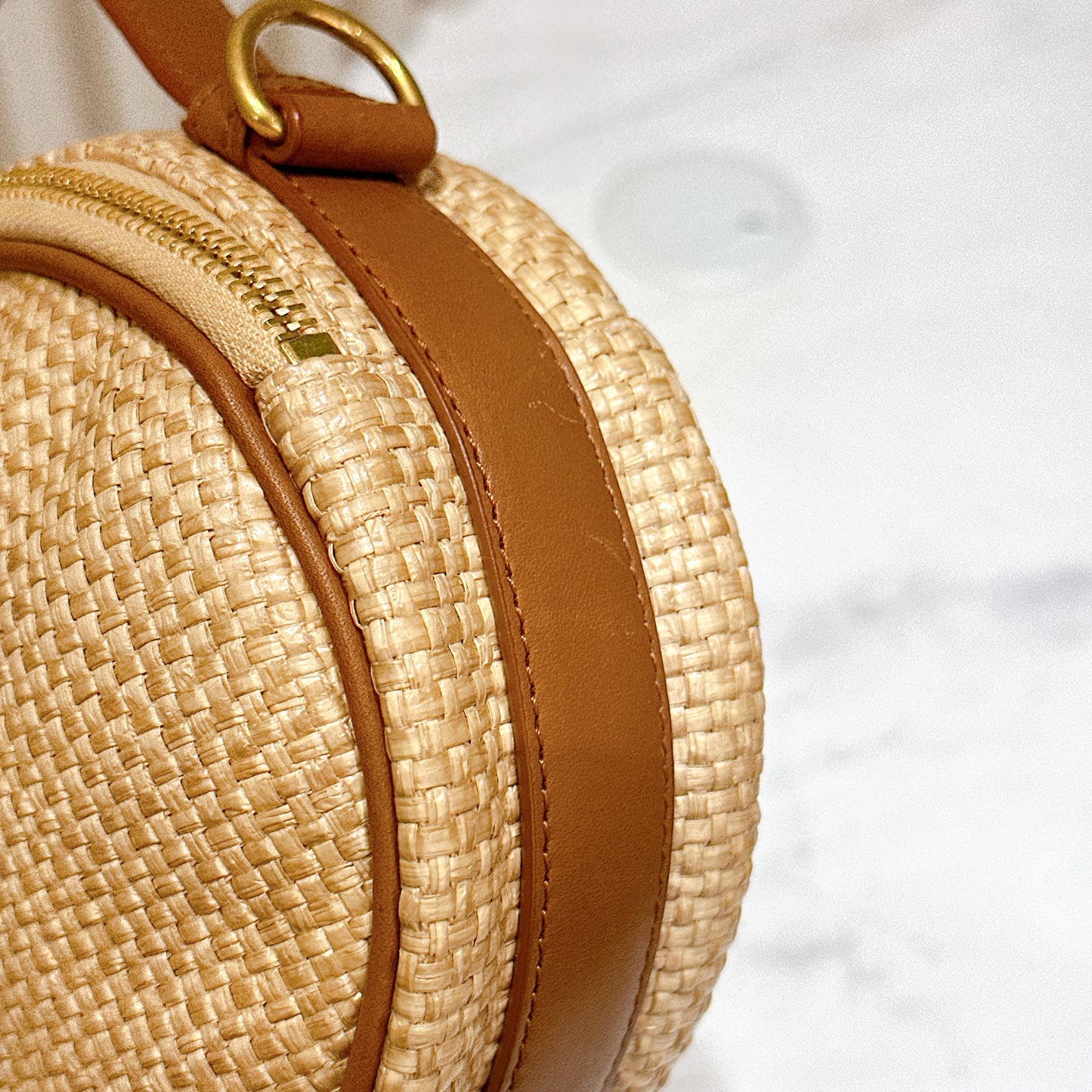 YSL Raffia Round Camera Bag