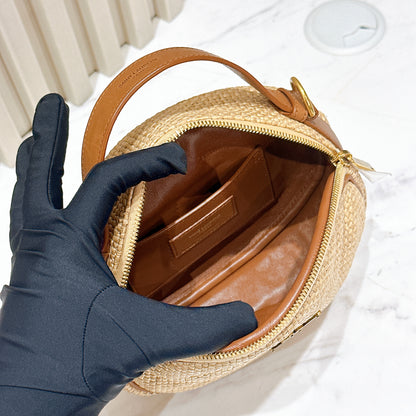 YSL Raffia Round Camera Bag