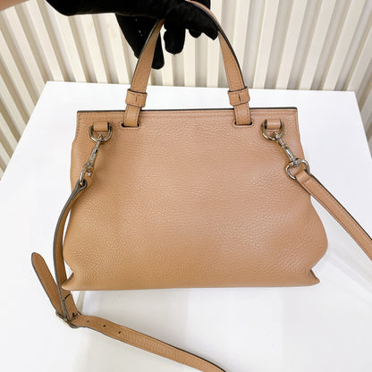 Gucci Bamboo Daily Leather Satchel In Beige