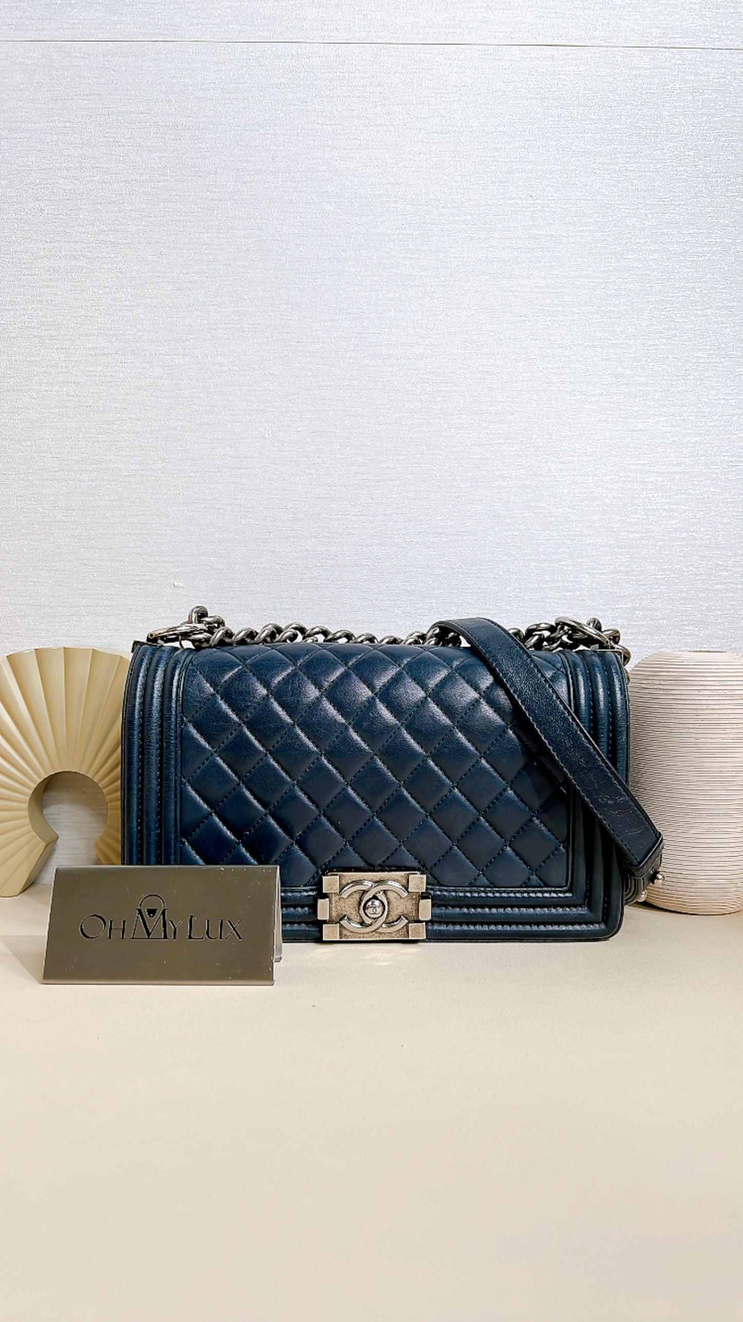 Chanel Boy Old Medium in Blue