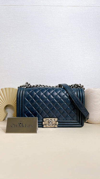 Chanel Boy Old Medium in Blue