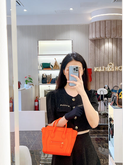 Celine Nano Luggage in Bright Orange