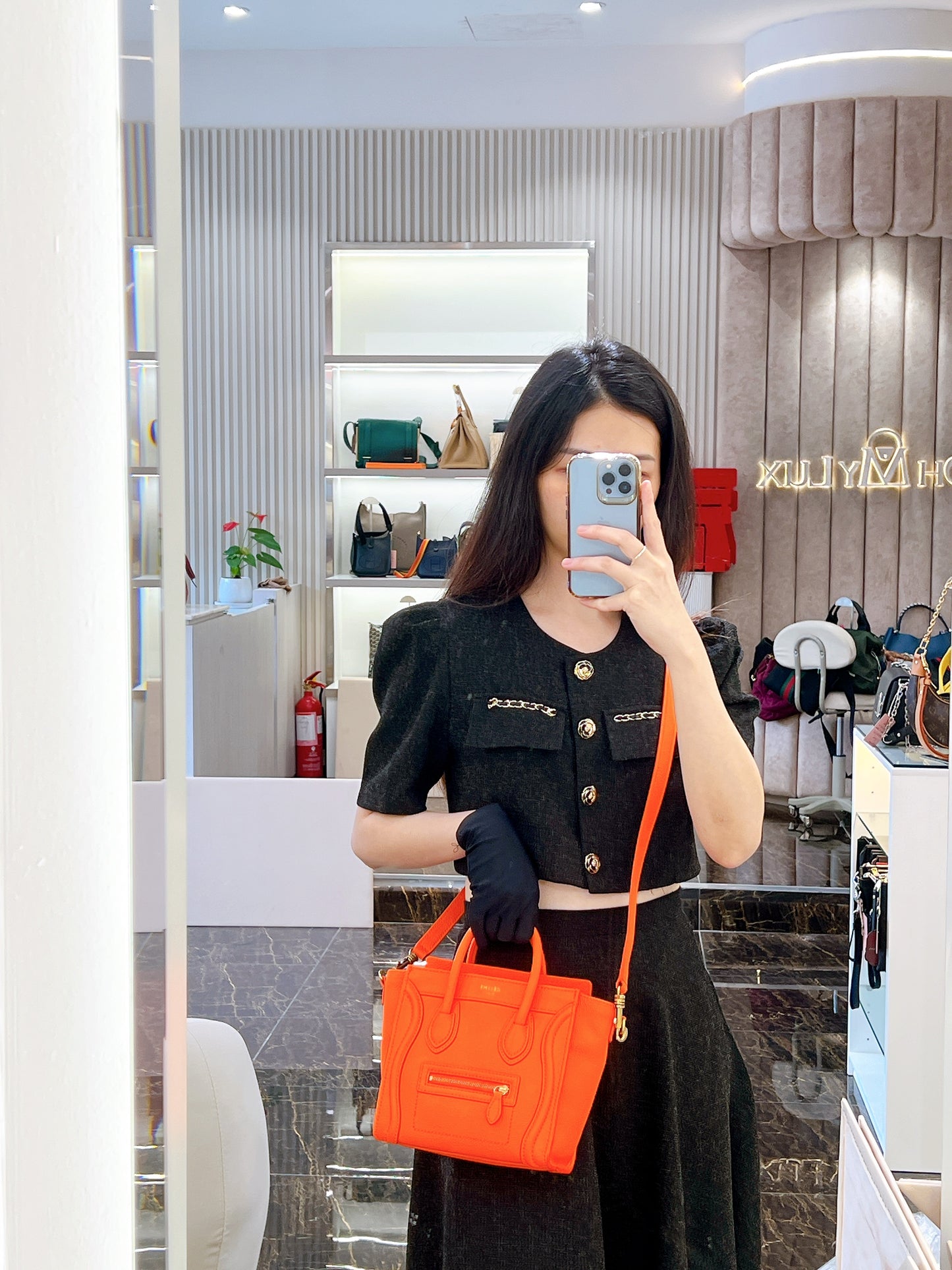 Celine Nano Luggage in Bright Orange