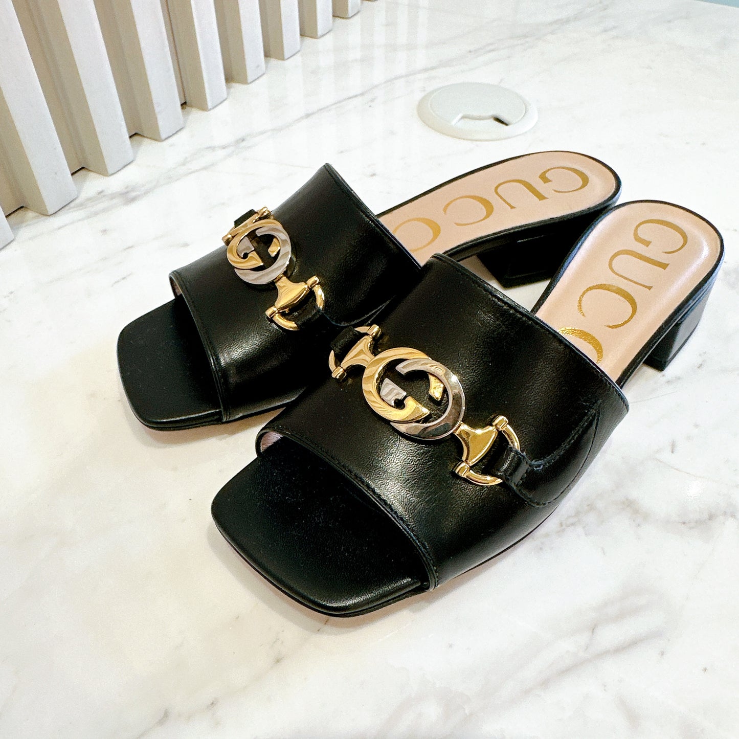 Gucci Zumi Leather Slide Sandals