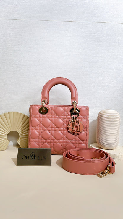 Lady Dior Small in Powder Pink Enamel Charms