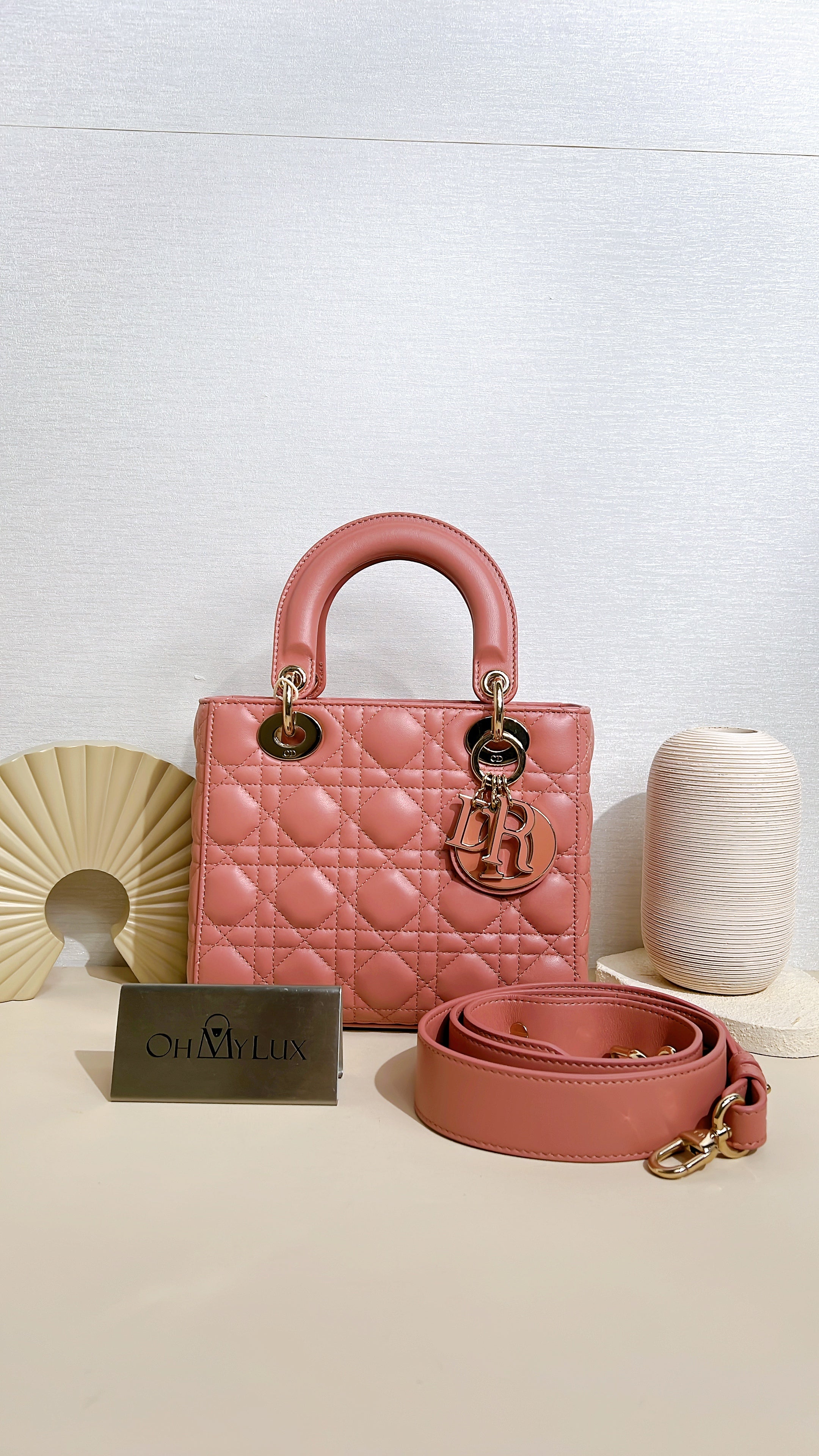 Lady Dior Small in Powder Pink Enamel Charms