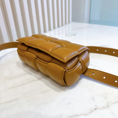 Bottega Veneta Padded Cassette Belt Bag in Caramel