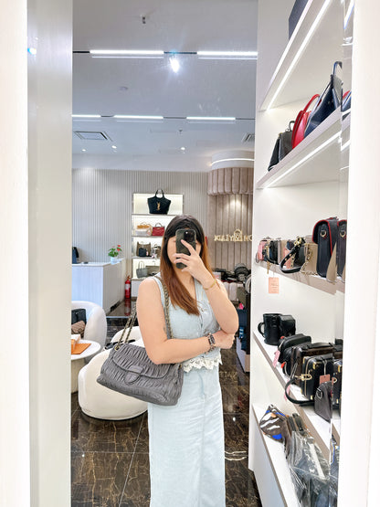 Prada Nappa Gaufre Chain Shoulder Bag in Grey