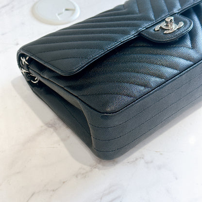 Chanel Classic Flap Medium in Black Chevron Caviar Leather