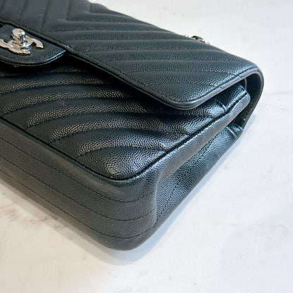 Chanel Classic Flap Medium in Black Chevron Caviar Leather