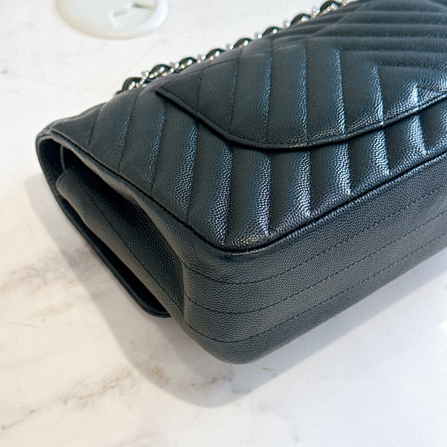 Chanel Classic Flap Medium in Black Chevron Caviar Leather