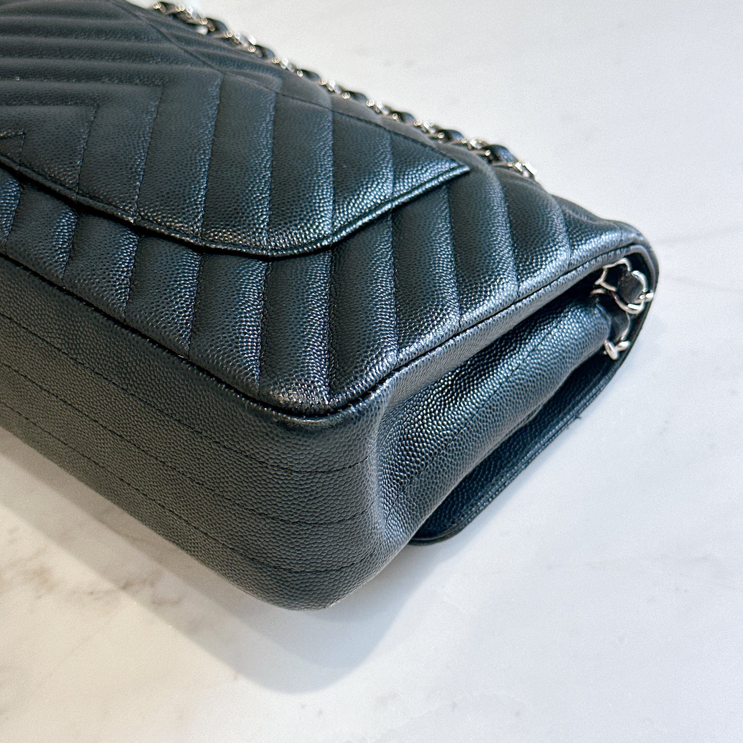 Chanel Classic Flap Medium in Black Chevron Caviar Leather