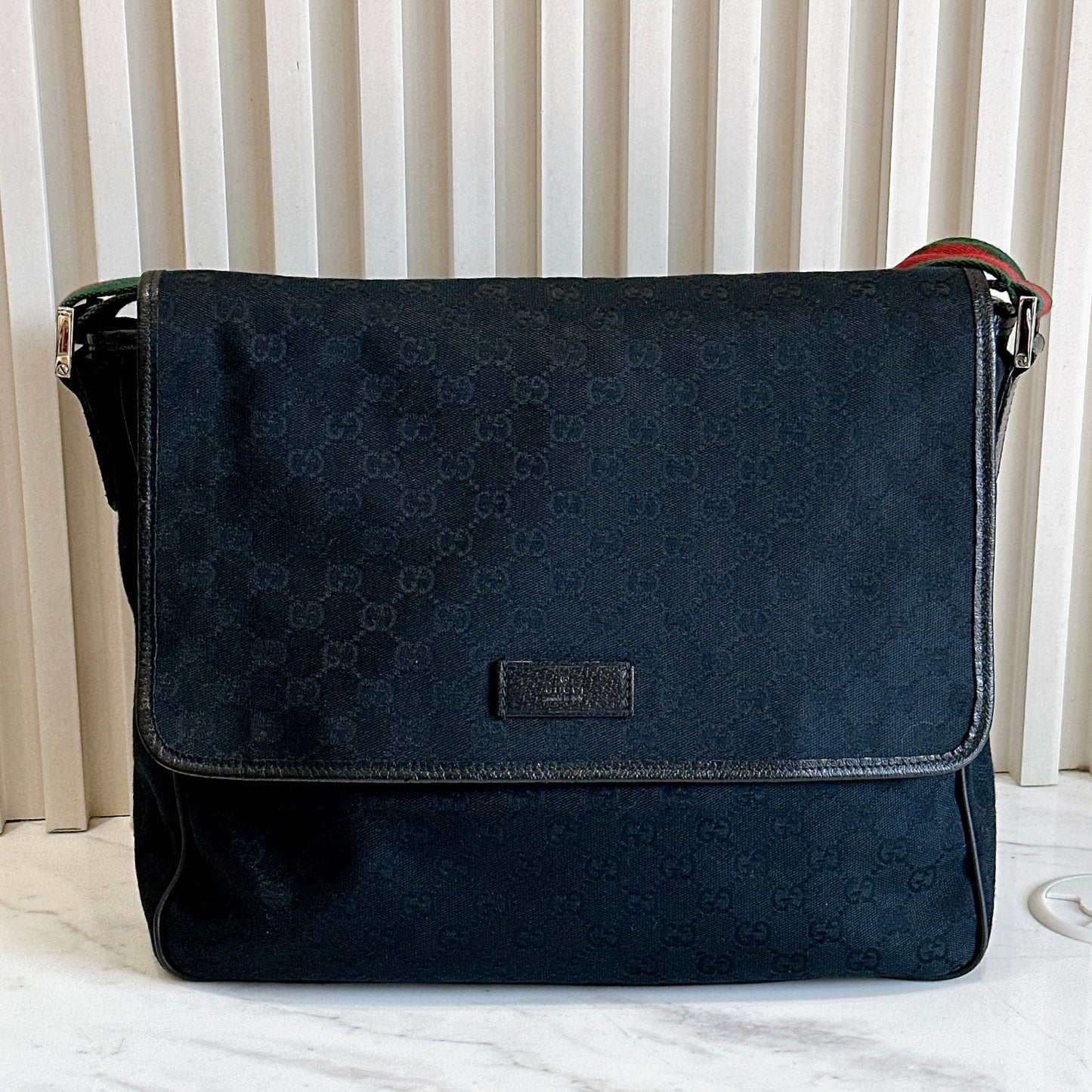 Gucci GG Canvas Web Flap Messenger Bag