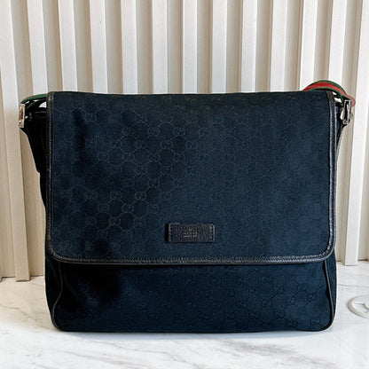 Gucci GG Canvas Web Flap Messenger Bag