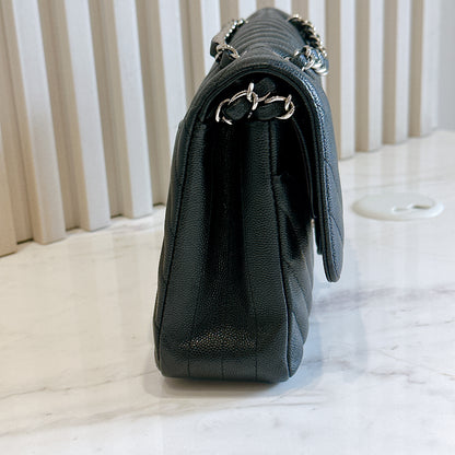 Chanel Classic Flap Medium in Black Chevron Caviar Leather
