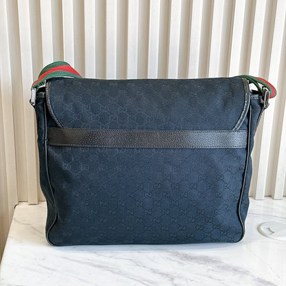 Gucci GG Canvas Web Flap Messenger Bag