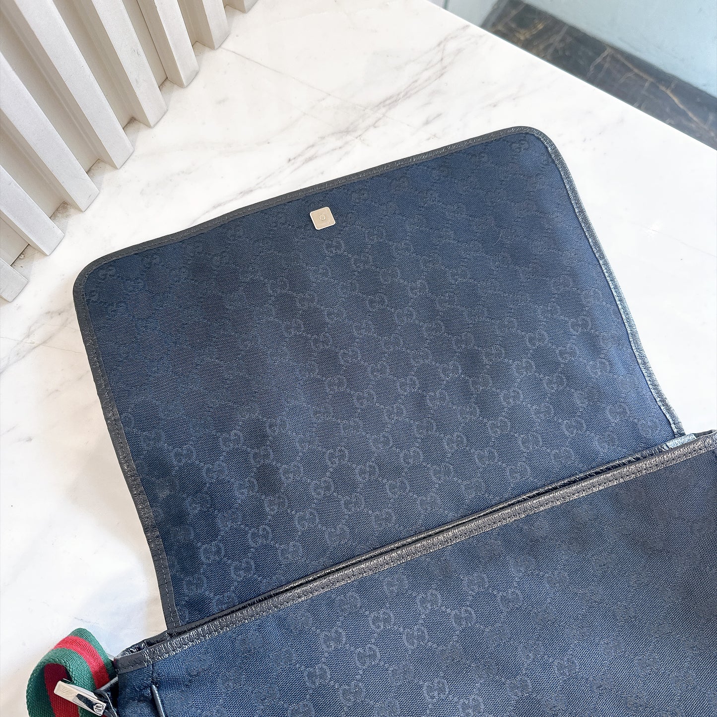 Gucci GG Canvas Web Flap Messenger Bag