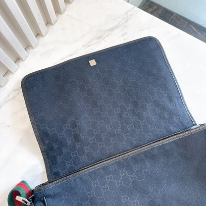 Gucci GG Canvas Web Flap Messenger Bag