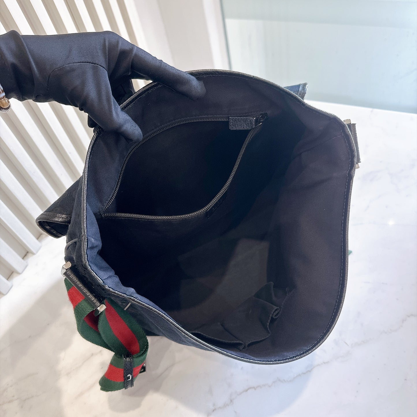 Gucci GG Canvas Web Flap Messenger Bag