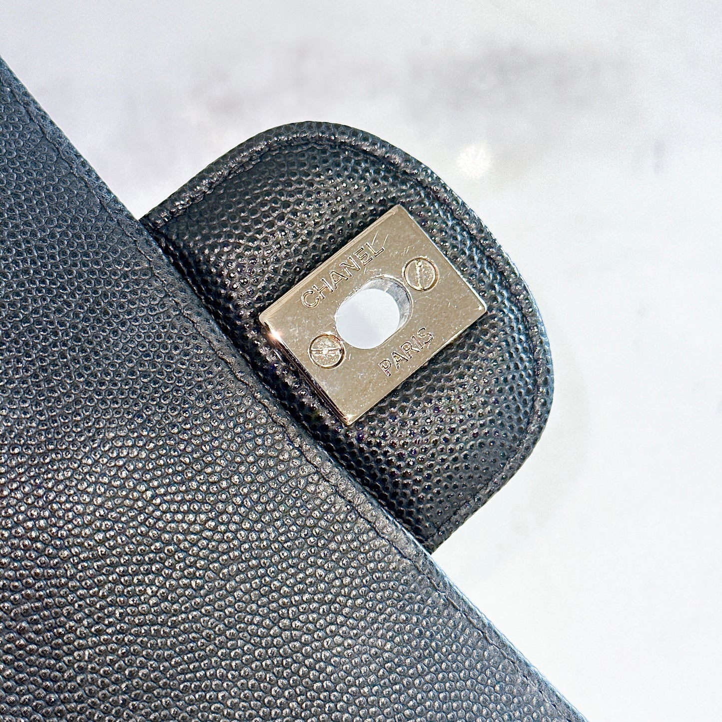 Chanel Classic Flap Medium in Black Chevron Caviar Leather