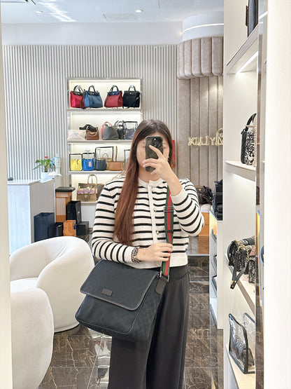 Gucci GG Canvas Web Flap Messenger Bag