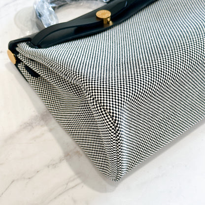 Hermes Herbag Zip PM 31 Ecru/Blanc/Black Toile Quadrille Viking & Vache Hunter